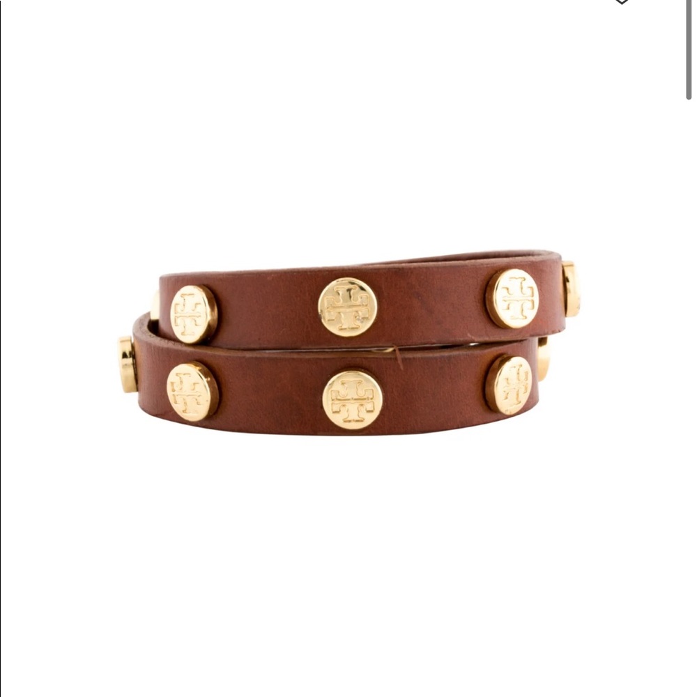 Tory Burch Brown Leather Wrap Bracelet